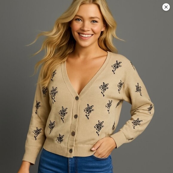 NWT Sundance Meadow Dreams Cardigan XL Embroidered Beige Floral Minimalist Boho - Picture 11 of 11